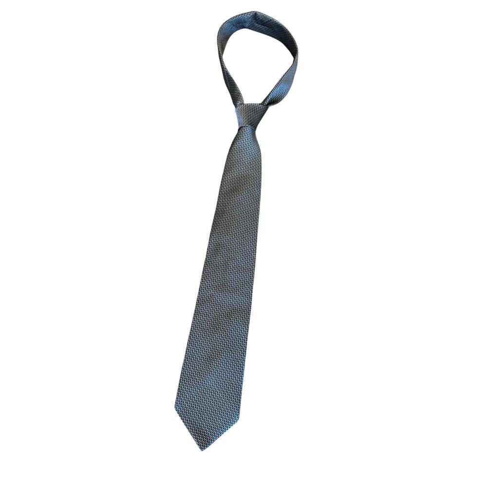 BROOKS BROTHERS Gray Black Micro Textured Woven Necktie Tie md in USA 56"